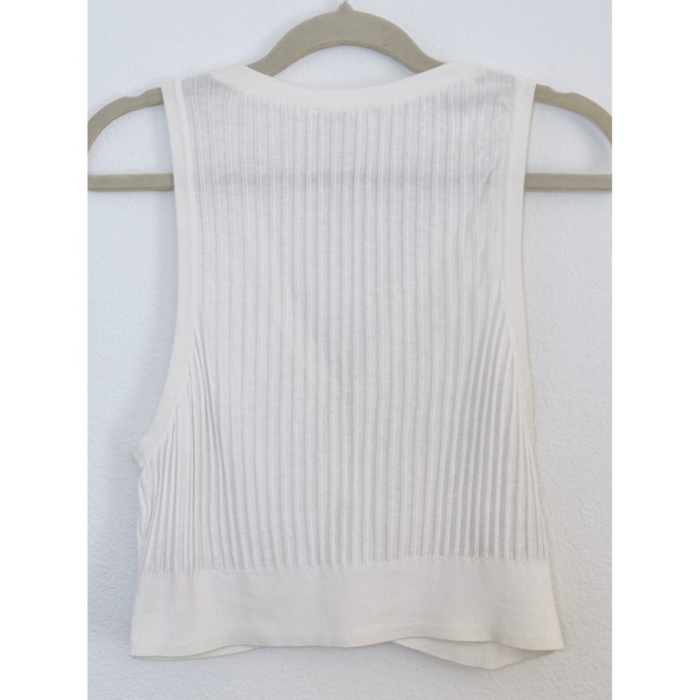 Free People Saturday Morning Crop Tank Vest L Ivory Off White Preppy Soft Girl - Picture 3 of 7